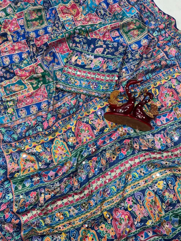 Blue_Ajarakh_Print_Mirror_Work_Saree
