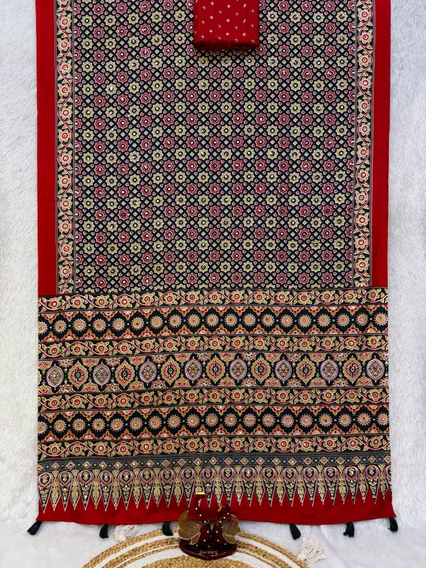 Red_Ajarakh_Print_Mirror_Work_Saree