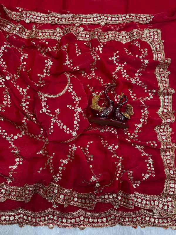 Red_Space_Silk_With_Lehriya_Embroidered_Saree