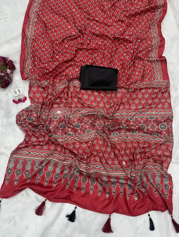 Red_Ajarakh_Print_Mirror_Embroidered_Saree