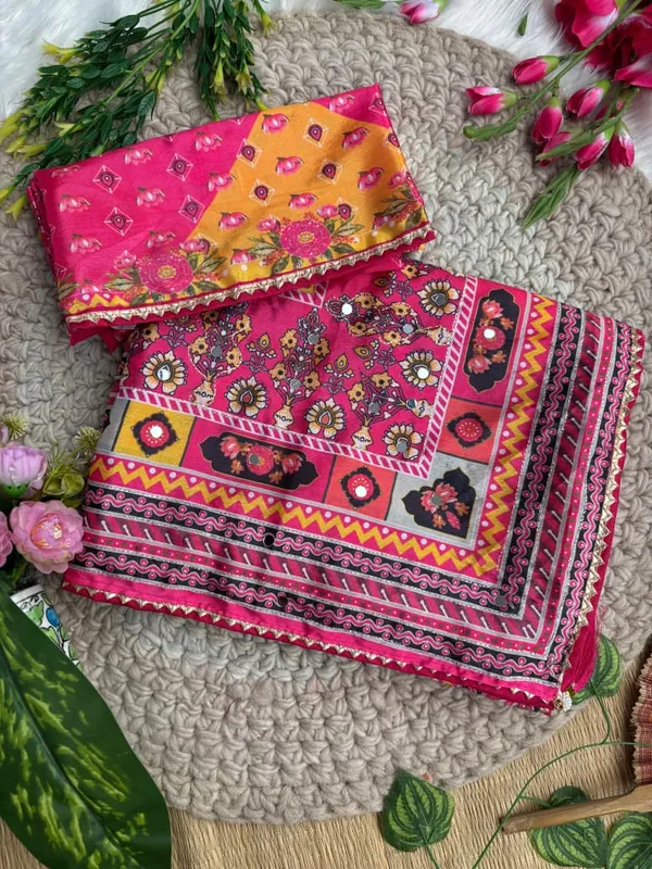 Multicolor_Ajarakh_Print_Mirror_Embroidered_Saree