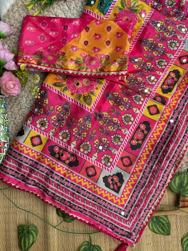 Multicolor_Ajarakh_Print_Mirror_Embroidered_Saree