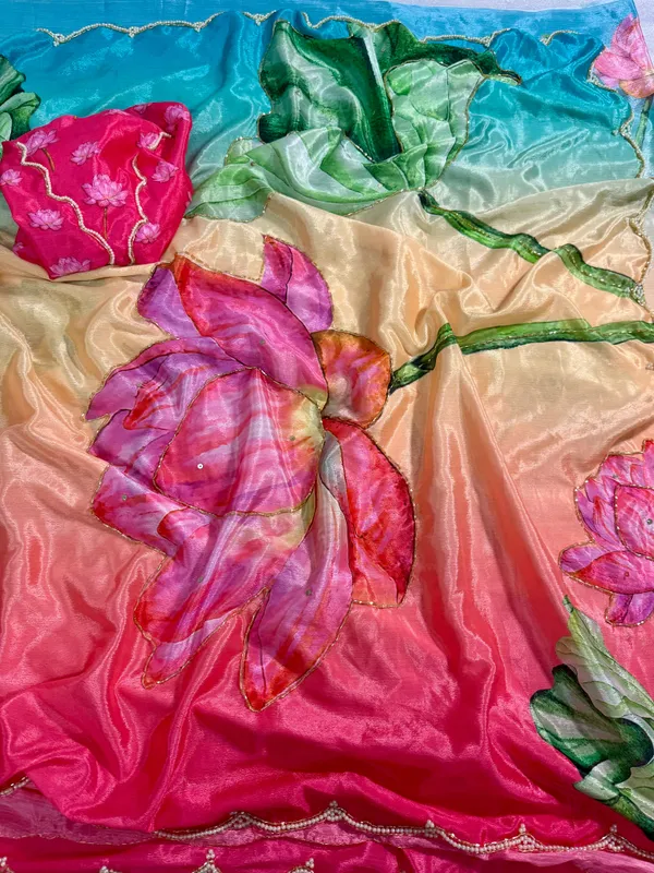 Multicolor_Lotus_Motif_Hand-Embroidered_Saree
