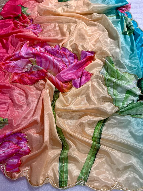 Multicolor_Lotus_Motif_Hand-Embroidered_Saree