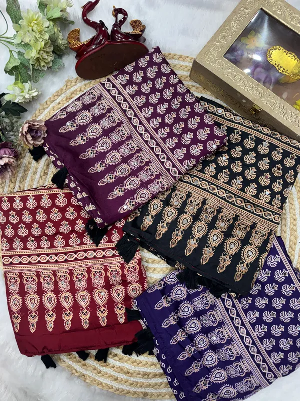 Royal_Blue_Ajarakh_Print_Mirror_Embroidered_Saree