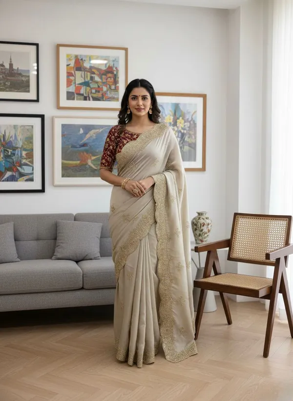 Cream_Syska_Silk_Designer_Saree