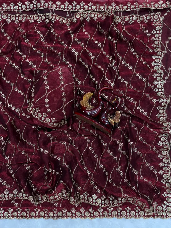 Maroon_Space_Silk_With_Lehriya_Embroidered_Saree