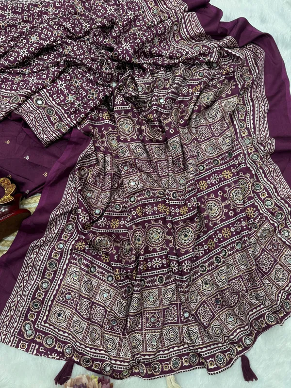 Purple_Ajarakh_Print_Mirror_Embroidered_Saree