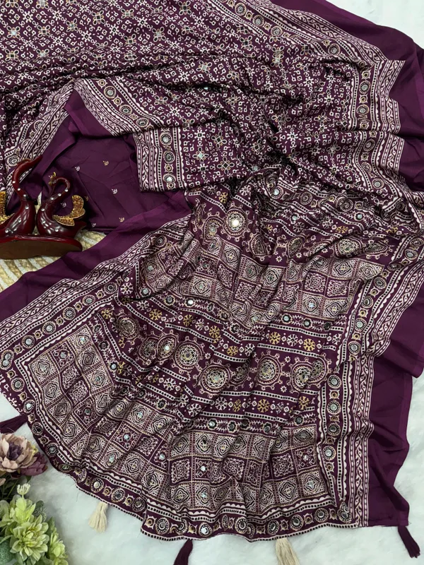 Purple_Ajarakh_Print_Mirror_Embroidered_Saree