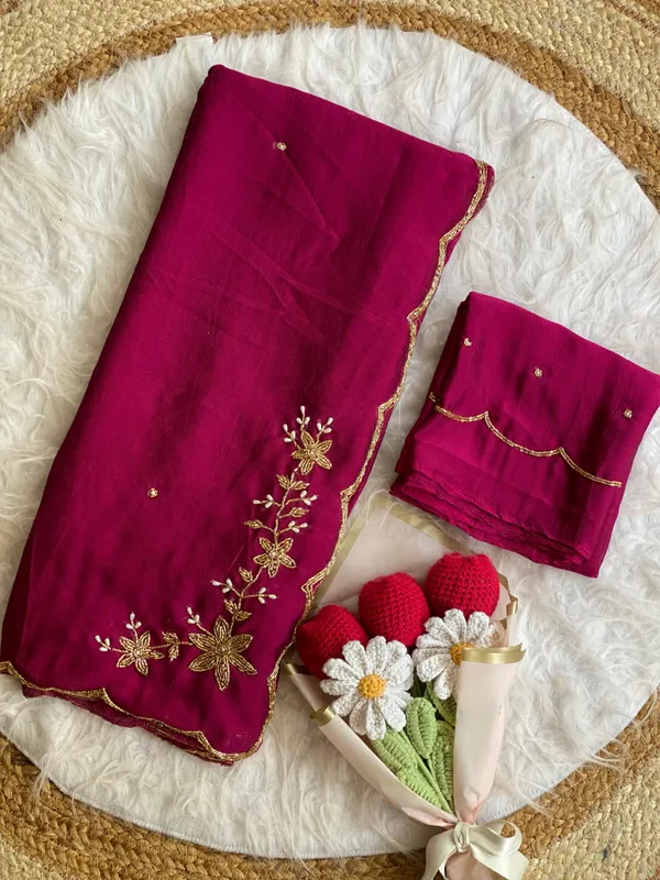 Wine_Chocolate_Silk_Handwork_Saree