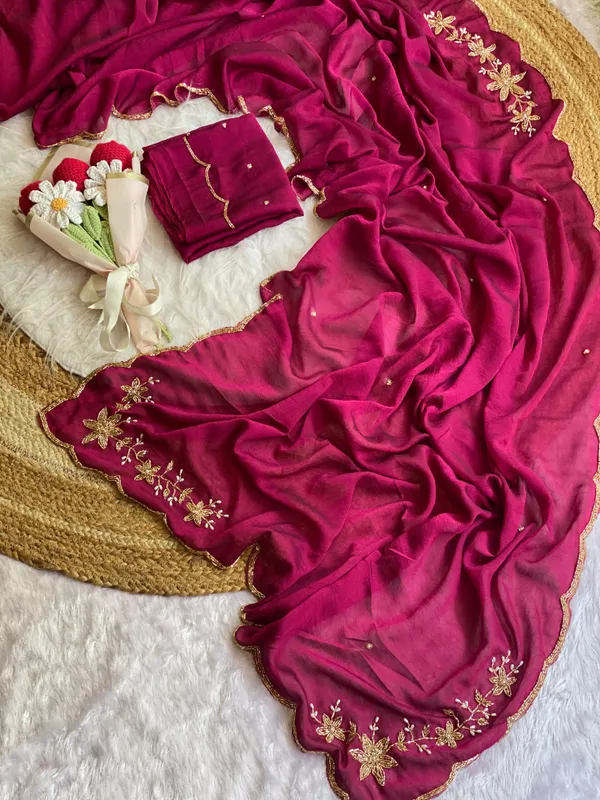 Wine_Chocolate_Silk_Handwork_Saree