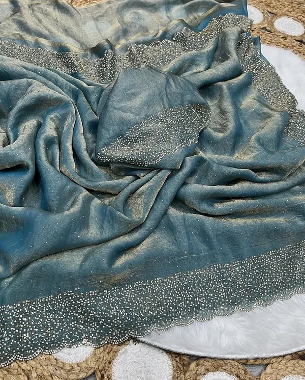 Blue_Soft_Silk_Handwork_Designer_Saree