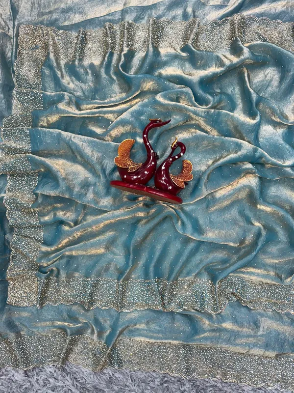 Blue_Soft_Silk_Handwork_Designer_Saree
