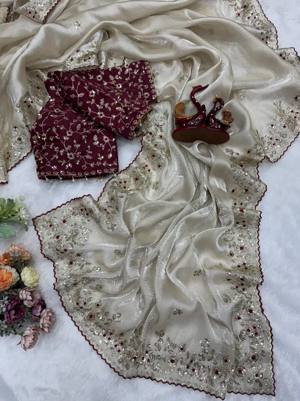 Cream_Space_Silk_Embroidered_Saree
