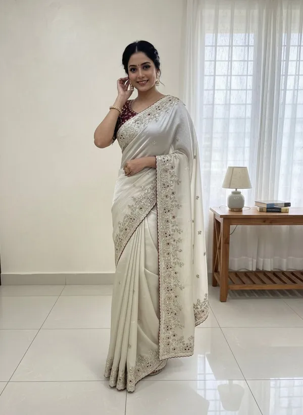 Cream_Space_Silk_Embroidered_Saree