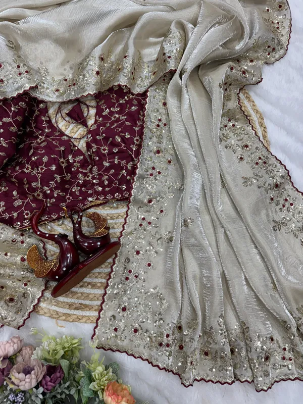 Cream_Space_Silk_Embroidered_Saree