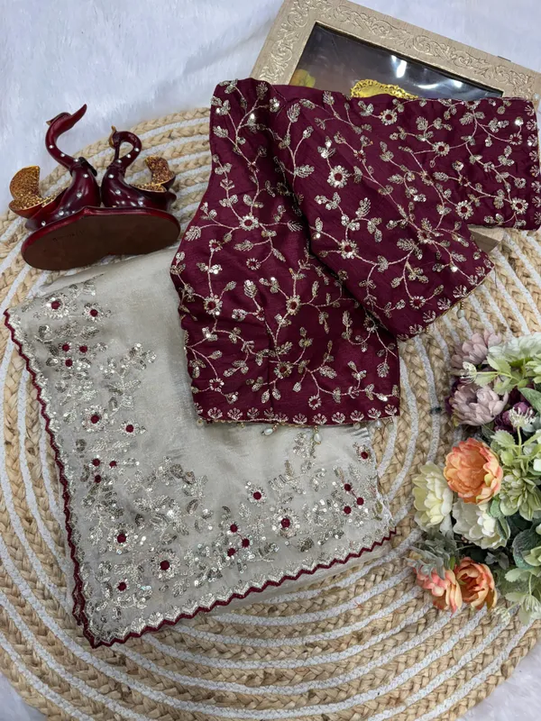 Cream_Space_Silk_Embroidered_Saree