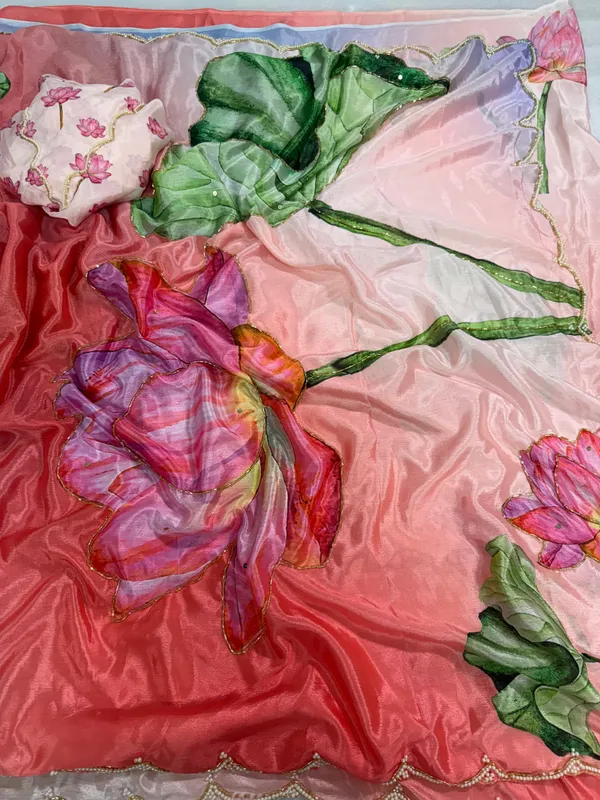 Peach_Lotus_Motif_Hand-Embroidered_Saree