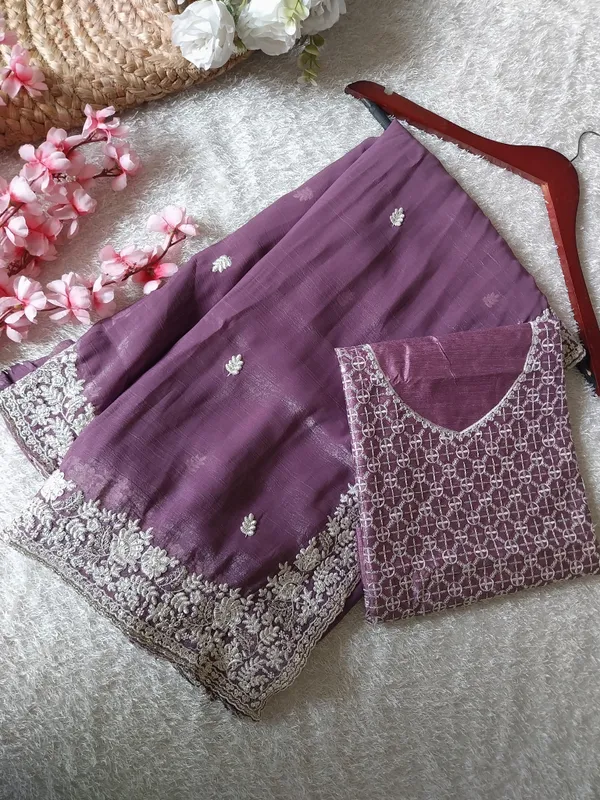 Purple_Crunchy_Chiffon_Silk_Designer_Saree