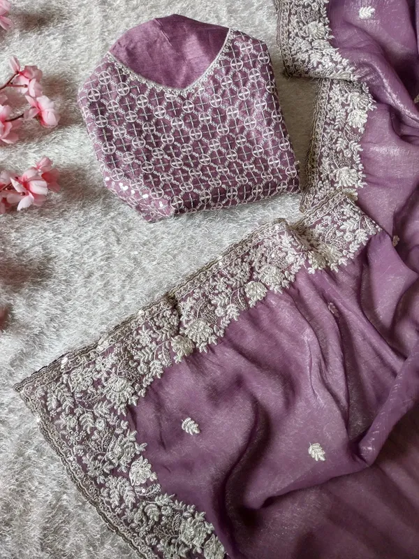 Purple_Crunchy_Chiffon_Silk_Designer_Saree