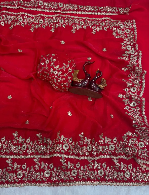 Red_Satin_Chiffon_Silk_Designer_Saree