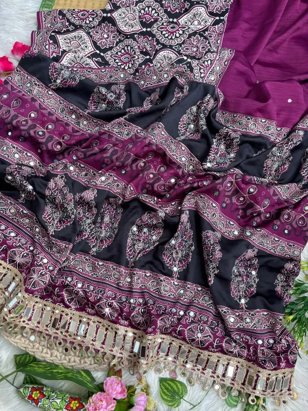Purple_Ajarakh_Print_Mirror_Work_Saree