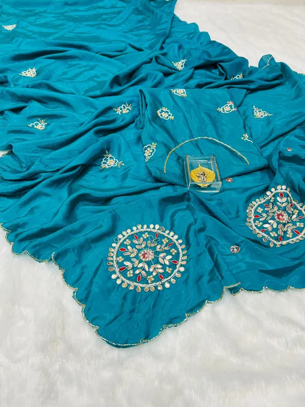 Morpitch_Satin_Silk_Handwork_Saree