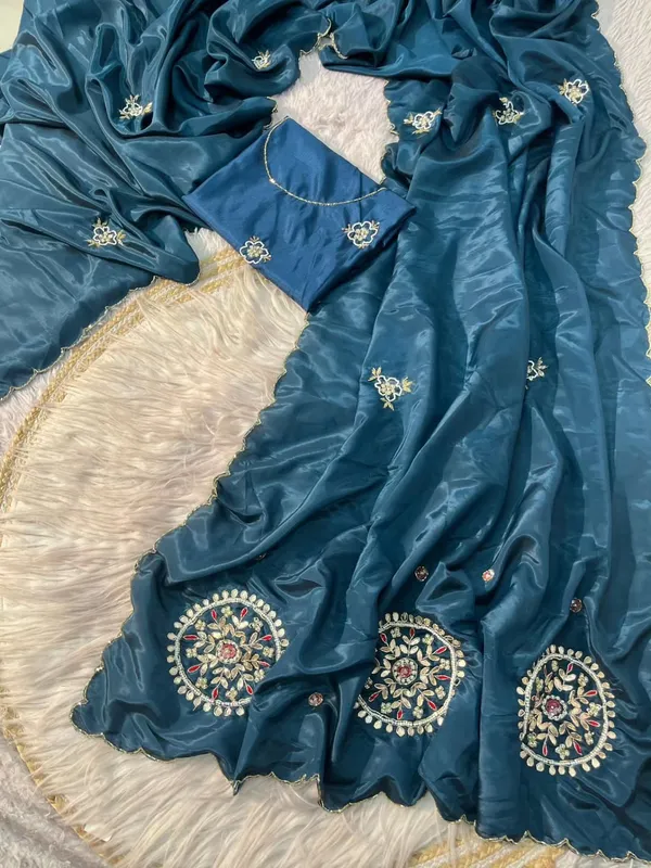 Morpitch_Satin_Silk_Handwork_Saree