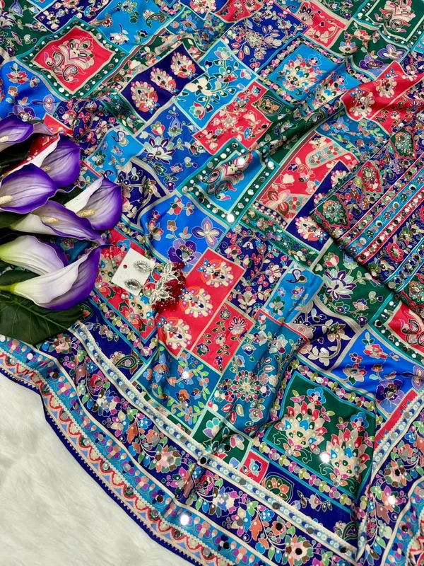 Blue_Ajarakh_Print_Mirror_Work_Saree
