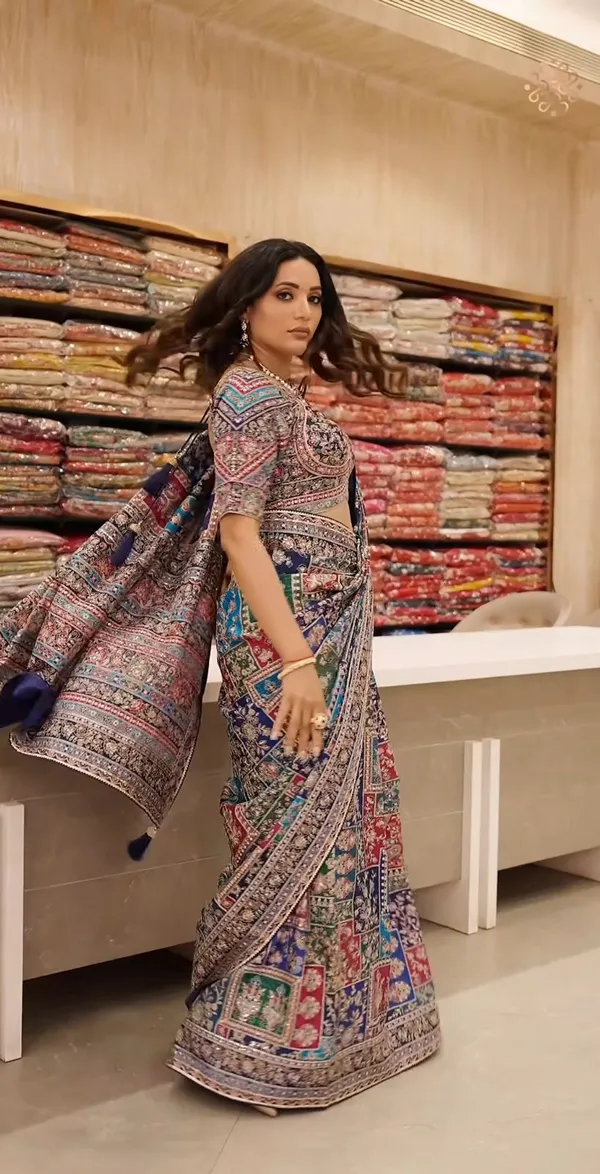 Blue_Ajarakh_Print_Mirror_Work_Saree