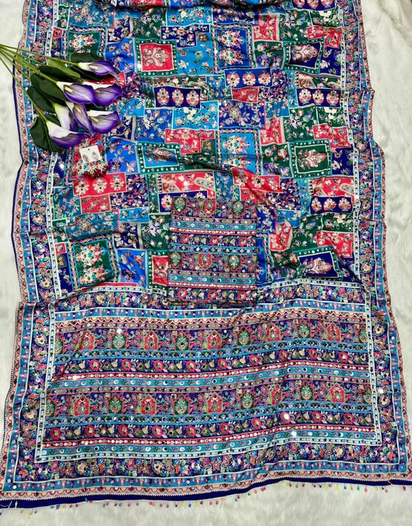 Blue_Ajarakh_Print_Mirror_Work_Saree