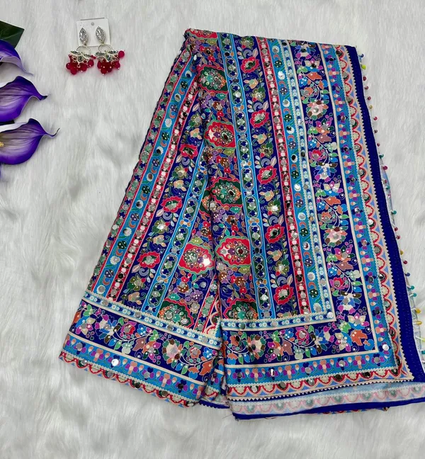 Blue_Ajarakh_Print_Mirror_Work_Saree