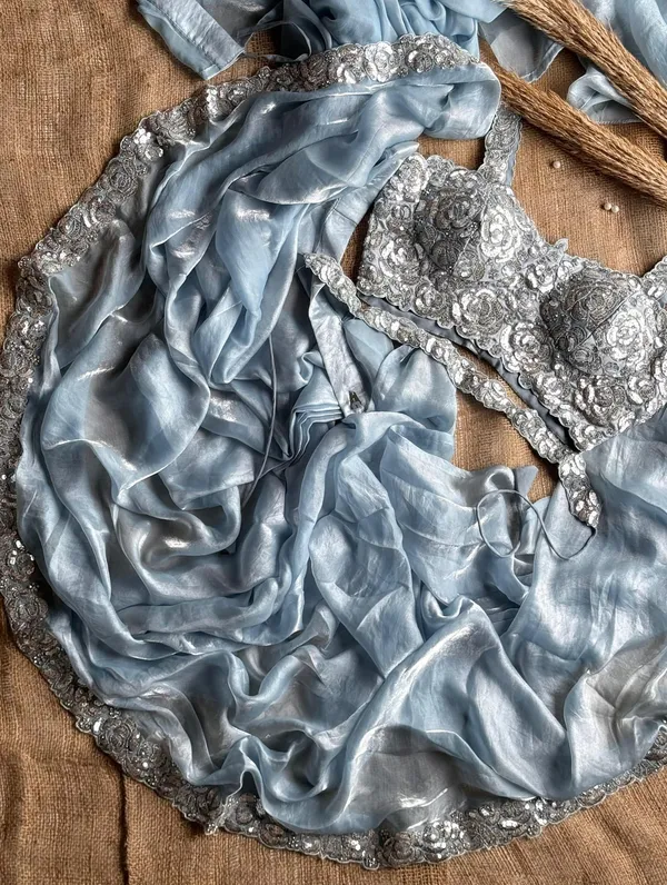 Blue_Space_Silk_With_Embroidered_Waist-Belt_Saree