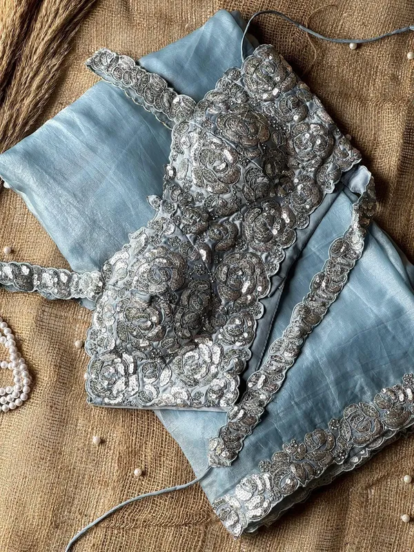 Blue_Space_Silk_With_Embroidered_Waist-Belt_Saree