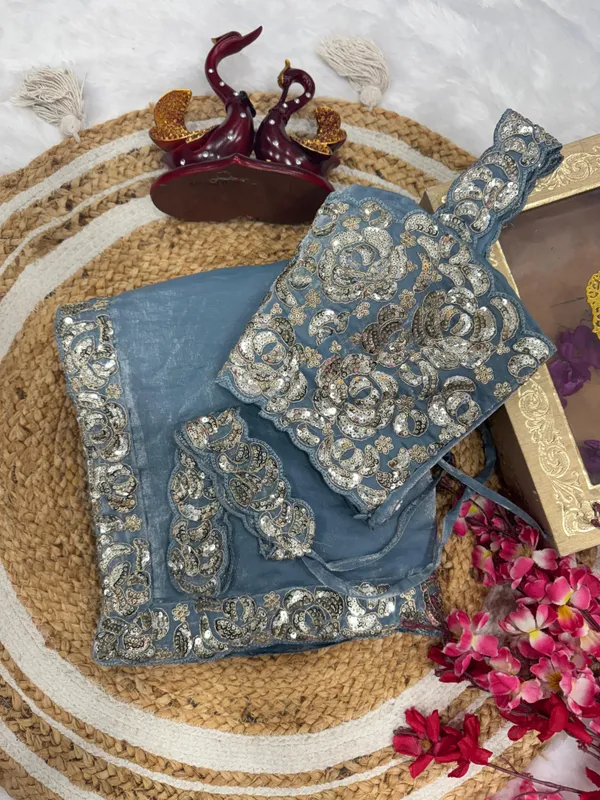 Blue_Space_Silk_With_Embroidered_Waist-Belt_Saree
