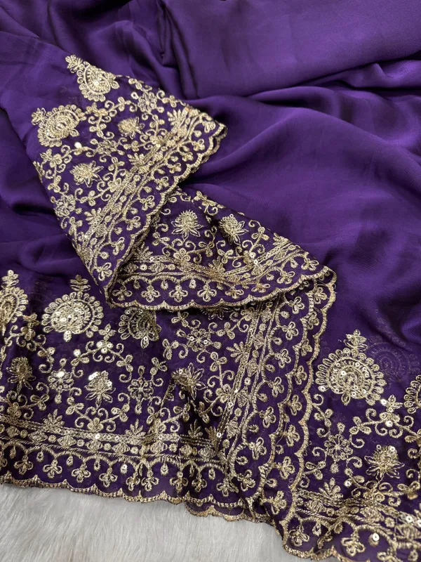 Purple_Classic_Embroidered_Saree