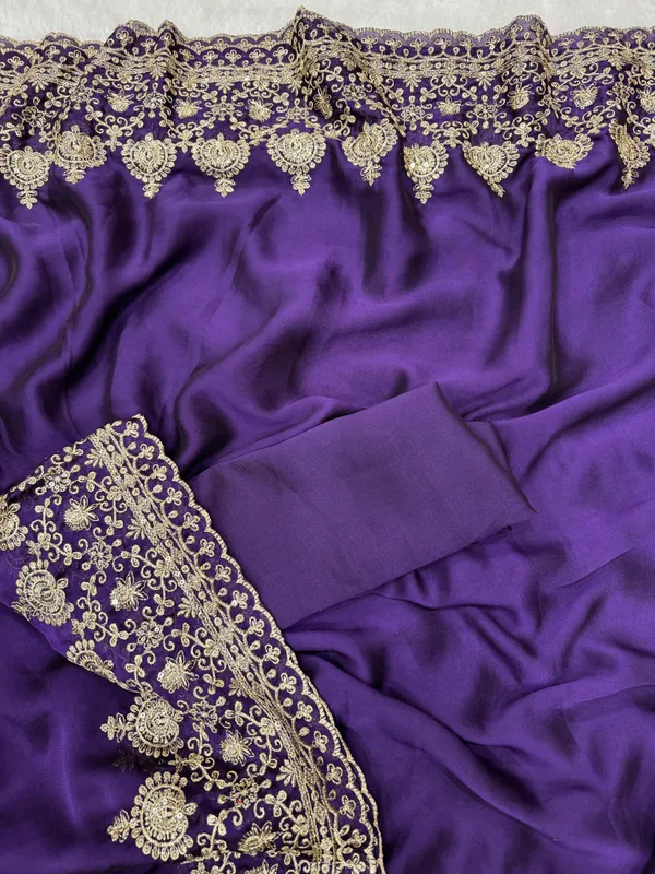 Purple_Classic_Embroidered_Saree