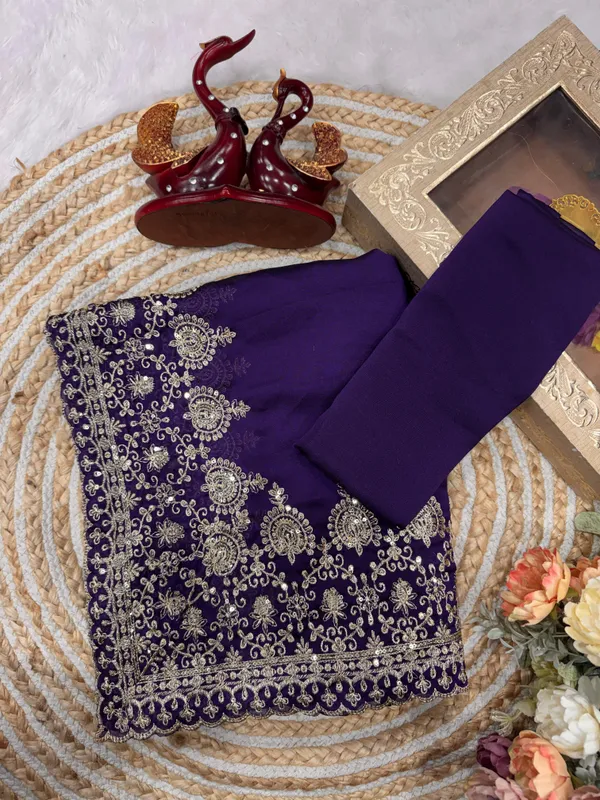 Purple_Classic_Embroidered_Saree
