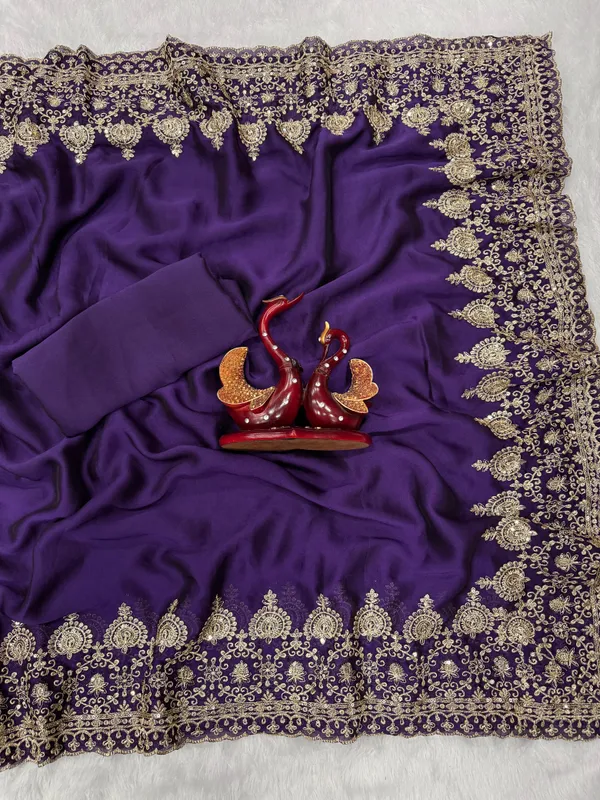 Purple_Classic_Embroidered_Saree