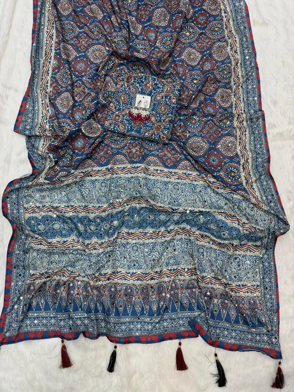 Blue_Ajarakh_Print_Mirror_Embroidered_Saree