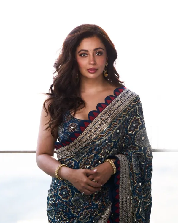 Blue_Ajarakh_Print_Mirror_Embroidered_Saree