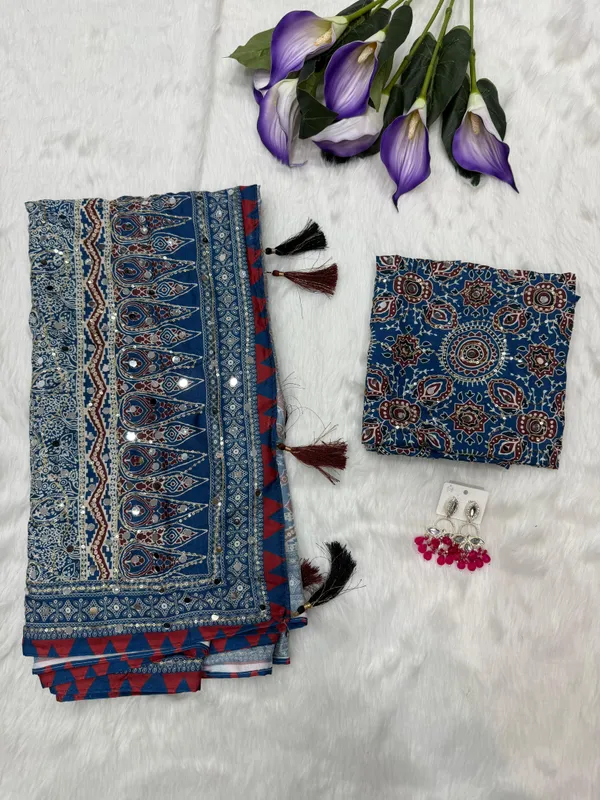 Blue_Ajarakh_Print_Mirror_Embroidered_Saree