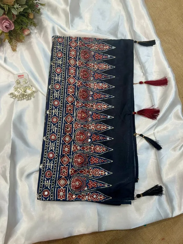 Blue_Ajarakh_Print_Mirror_Work_Saree