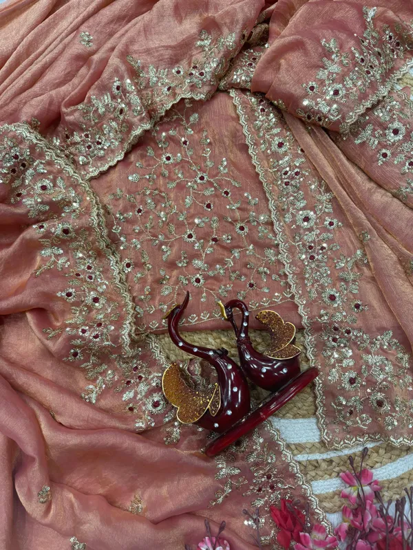 Peach_Satin_Chiffon_Silk_Designer_Saree