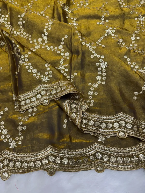 Gold_Space_Silk_With_Lehriya_Embroidered_Saree