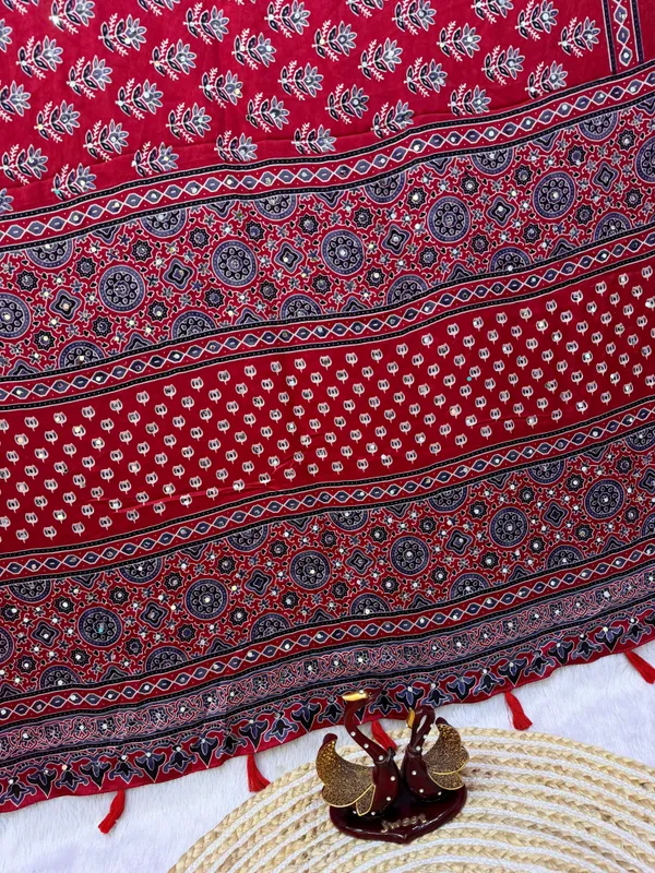 Red_Ajarakh_Print_Mirror_Embroidered_Saree