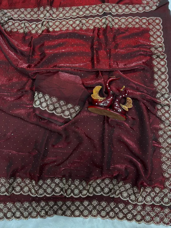Maroon_Shaded_Space_Silk_Handwork_Designer_Saree