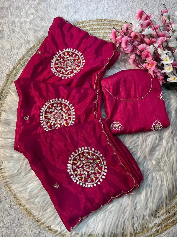 Rani_Satin_Silk_Handwork_Saree