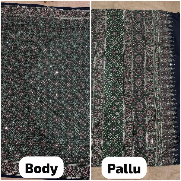 Mehendi_Ajarakh_Print_Mirror_Work_Saree