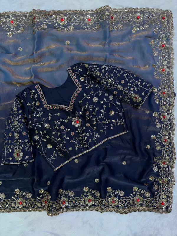 Navy_Dual_Shaded_Space_Silk_Saree